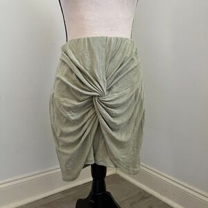 Twist Front Mini Skirt Womens Medium Sage Green Boho Pastel Festival Soft Girl
